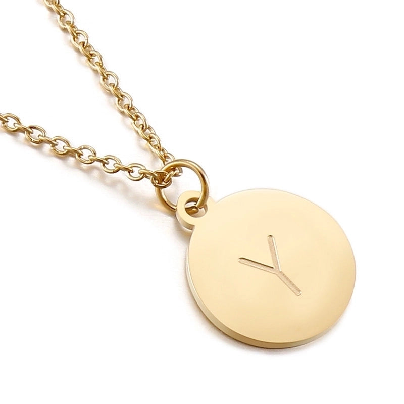 Titanium Steel 18K Gold Plated Minimalist Plating Letter Necklace