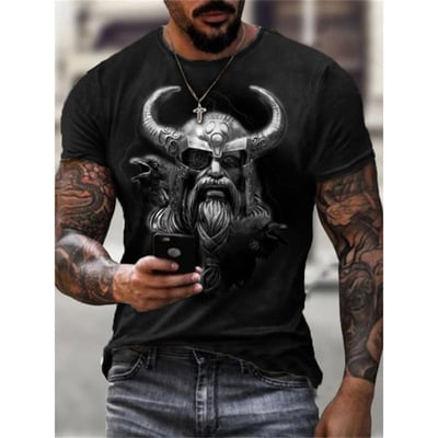 Viking warrior print T-shirt