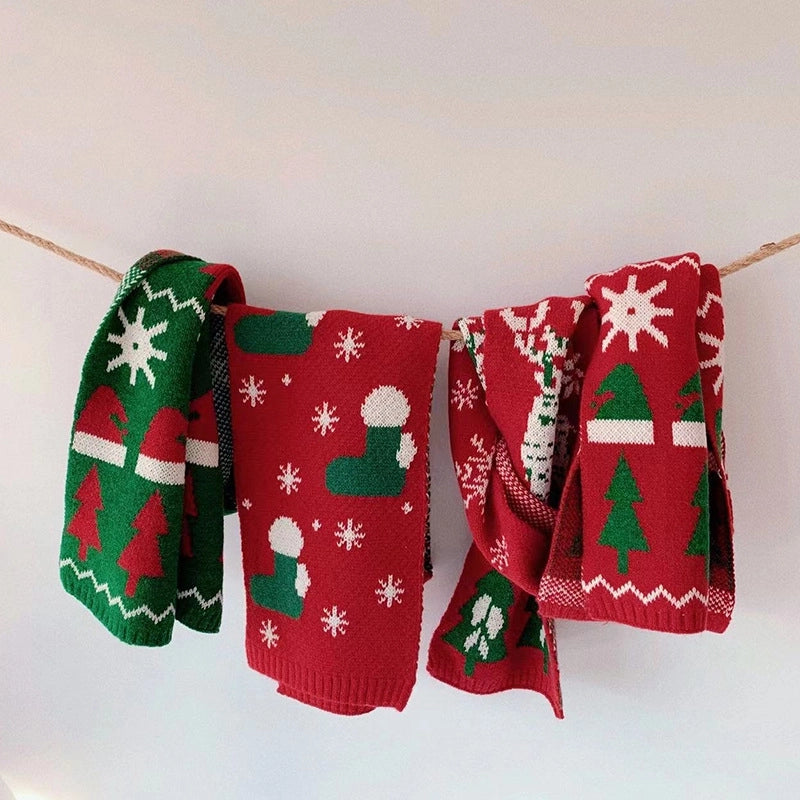 Red Elk Children's Knitted Scarf Winter Christmas Gift Student Warm Neck Set Baby's Wool Neck
