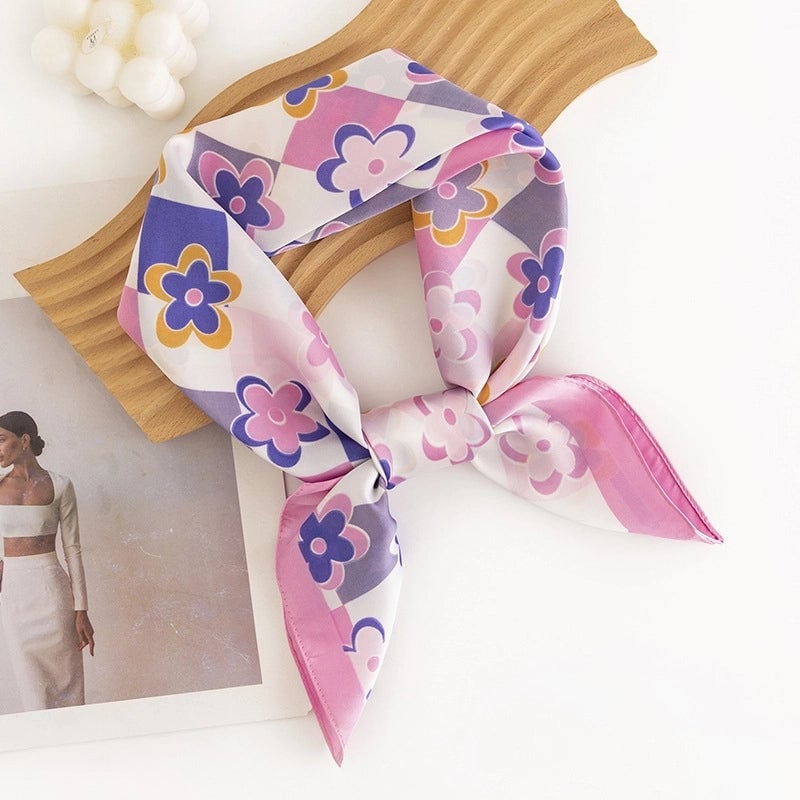 Women's Sweet Flower Polyester Silk Scarf
