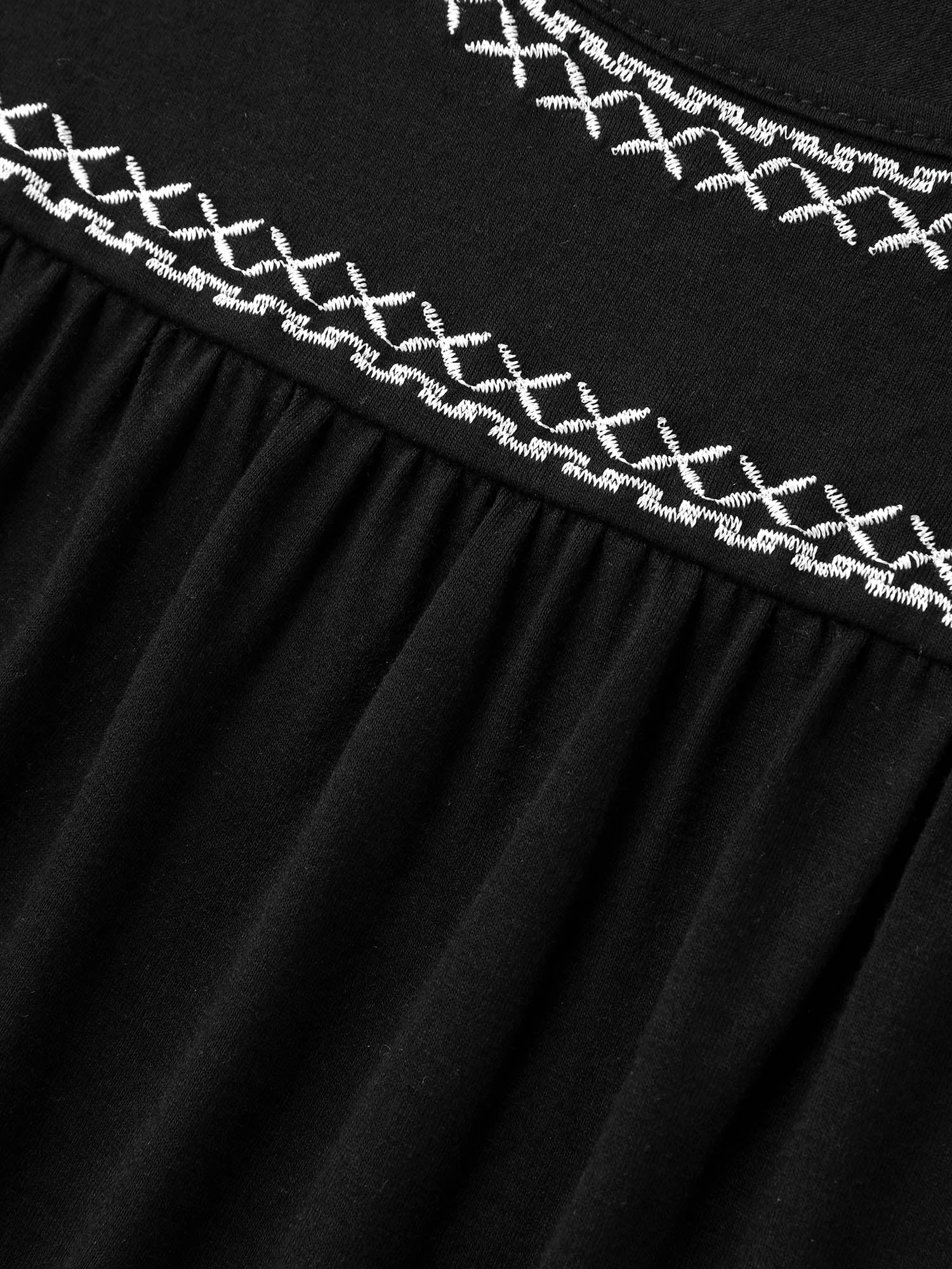 Crisscross Embroidery Straight-Fit T-Shirt