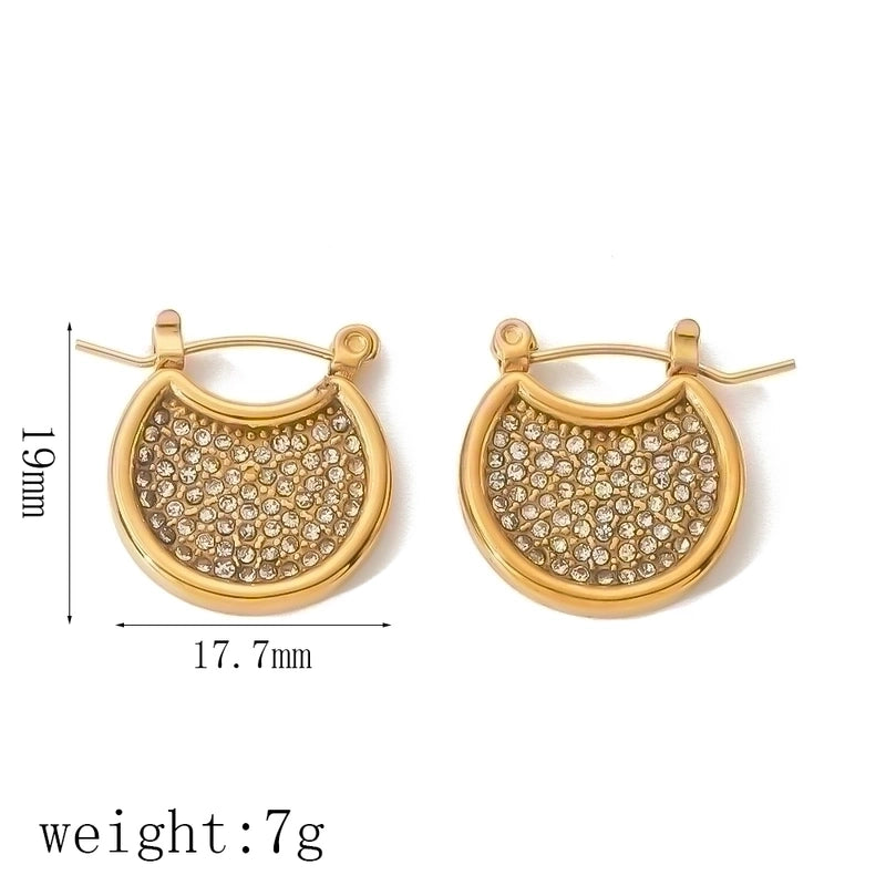 1 Pair Elegant Lady Geometric Inlay 304 Stainless Steel Zircon 18K Gold Plated Ear Studs
