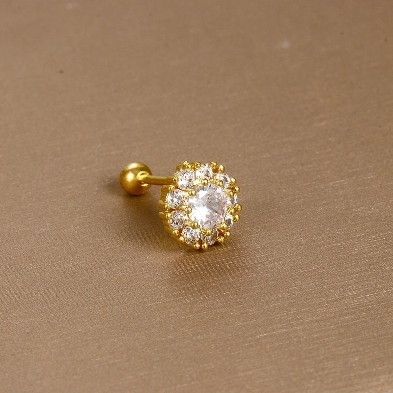1 Piece Sweet Minimalist Flower Plating Inlay Titanium Steel Zircon Ear Studs