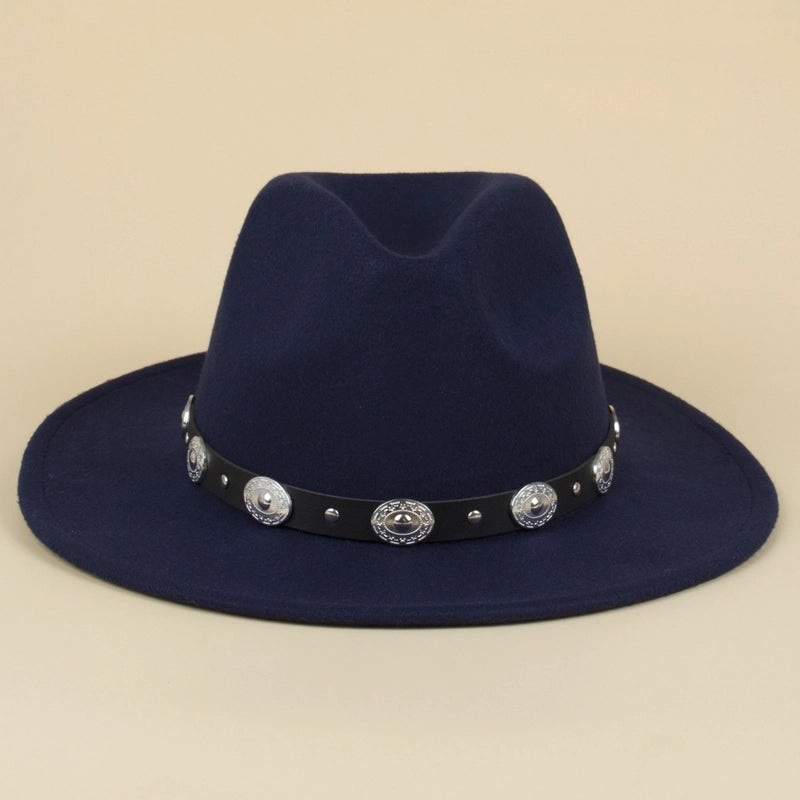 Silver Buckle Jazz Hat Punk Western Cowboy Hat Star Pattern Hat Five-pointed Star Small Hat Spot