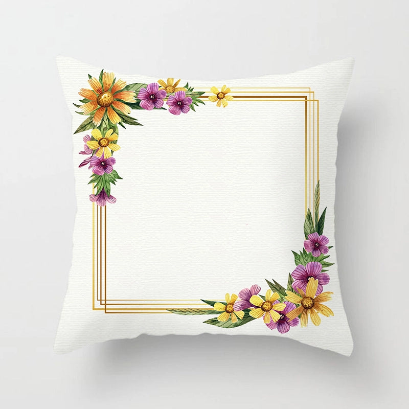 Modern Style Pastoral Letter Plant Linen Pillow Cases Couch & Sofa Decor