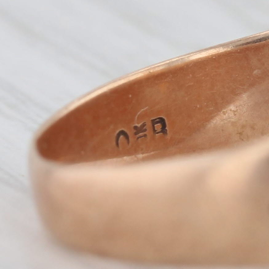 Vintage TOTE Order of Red Men Ring 10k Rose Gold Size 11.25 Cigar Band Style