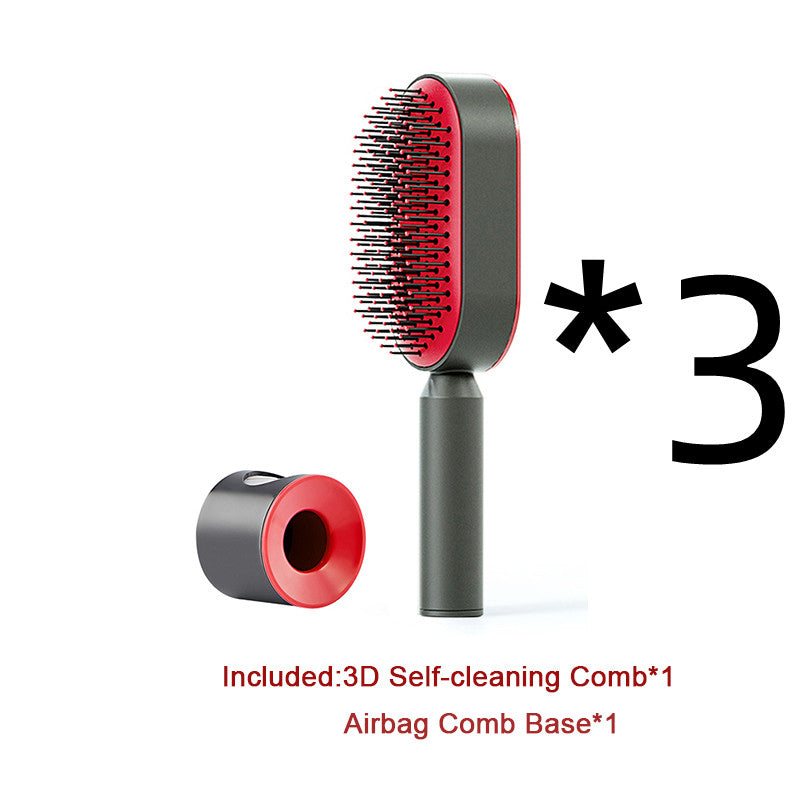 Self-cleaning hairbrush for women. One-button cleaning airbag to prevent hair loss