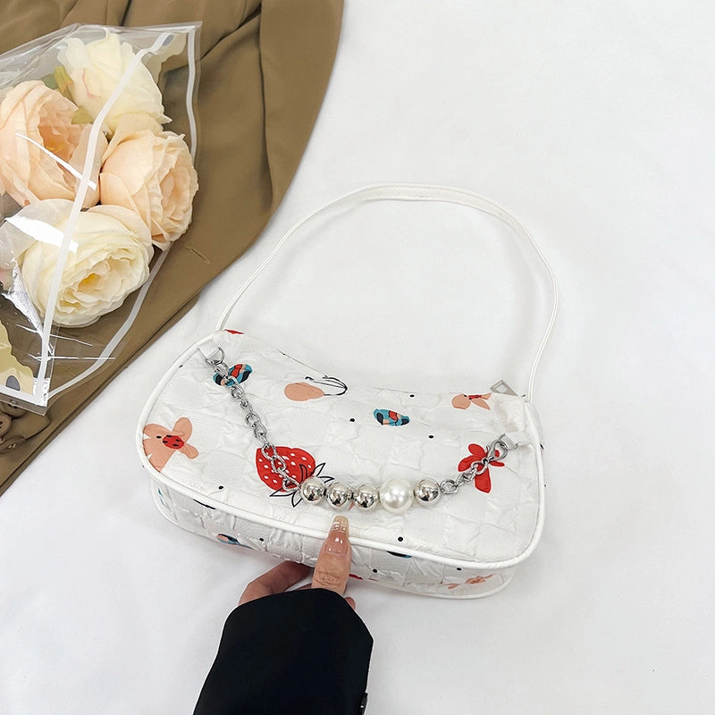 Shoulder Bag Women's Summer Crossbody Bag Underarm Bag New Bag Printed Pleated Small Straddle Bag