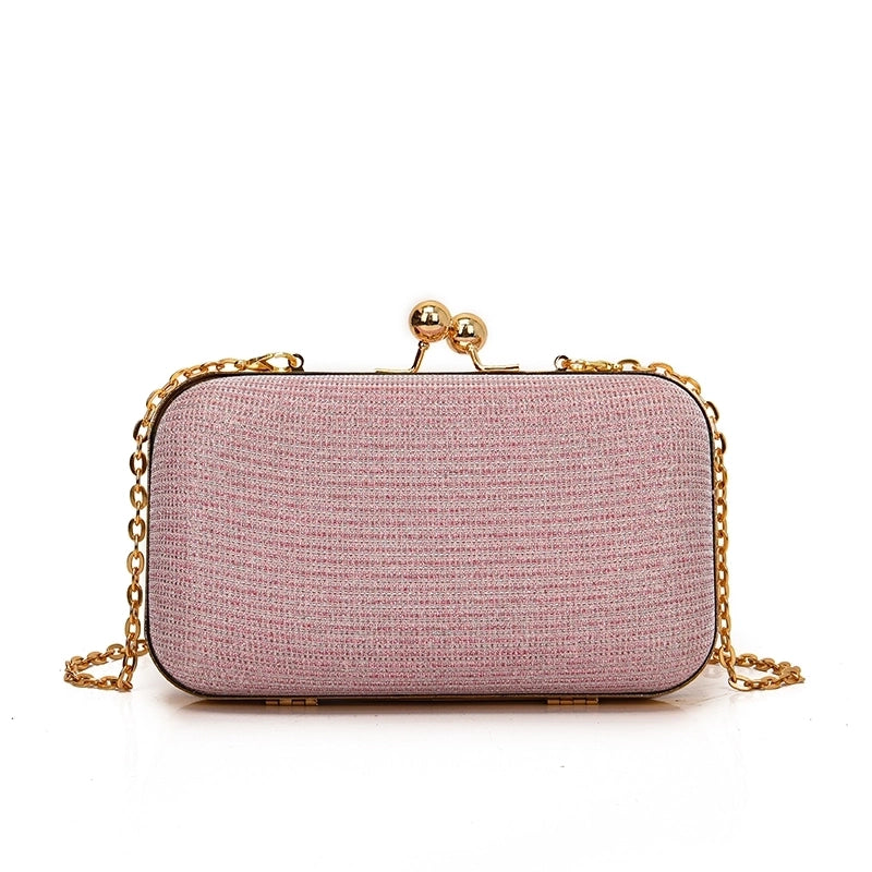 Pink Gold Silver Polyester Solid Color Sequins Square Evening Bags