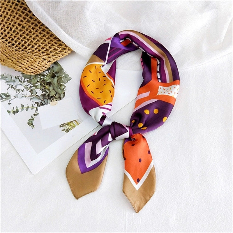 Women's Minimalist Printing Satin Silk Scarf