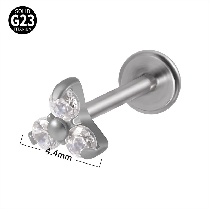 1 Piece Ear Cartilage Rings & Studs Minimalist Flower G23 Titanium Synthetic Opal Zircon Plating Inlay Synthetic Opal Zircon