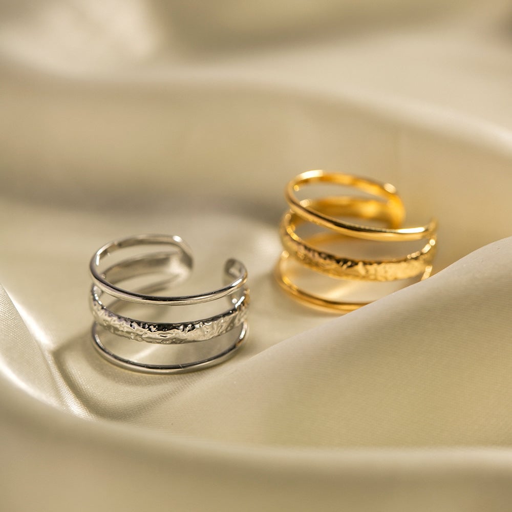 Women Geometric Stainless Steel 18K Gold Plated Rings