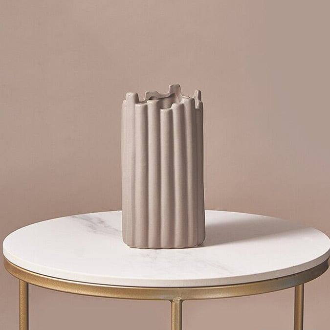 Ribbed Ceramic Vase - Taupe