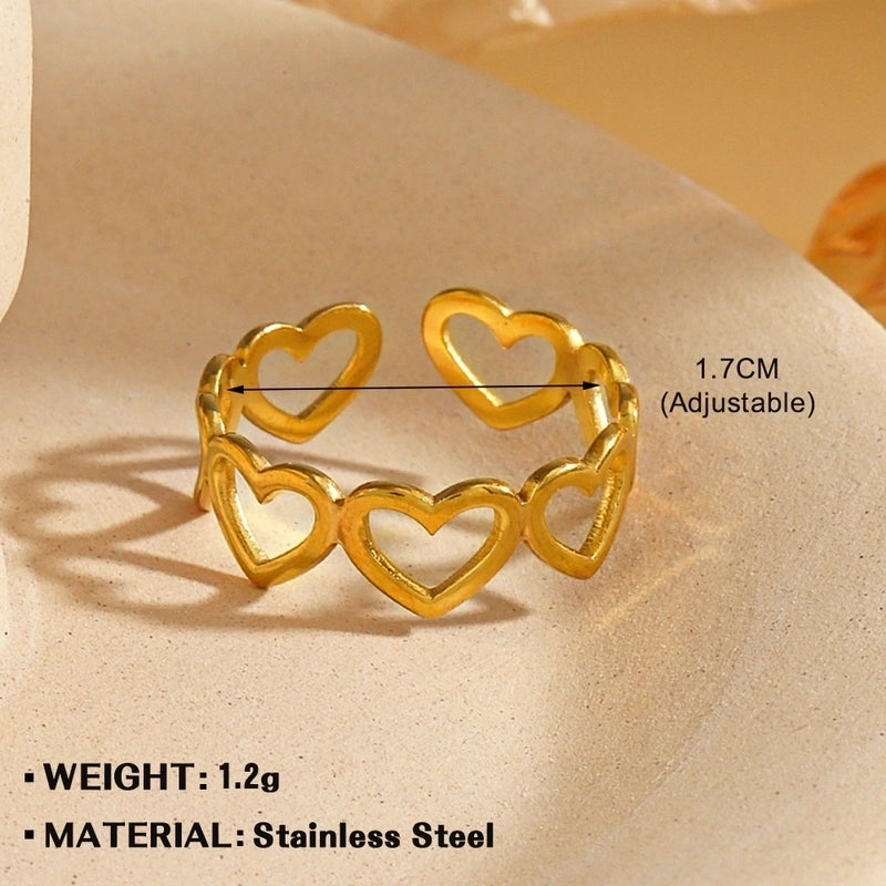 Minimalist Hand Heart Shape 304 Stainless Steel Plating Open Rings