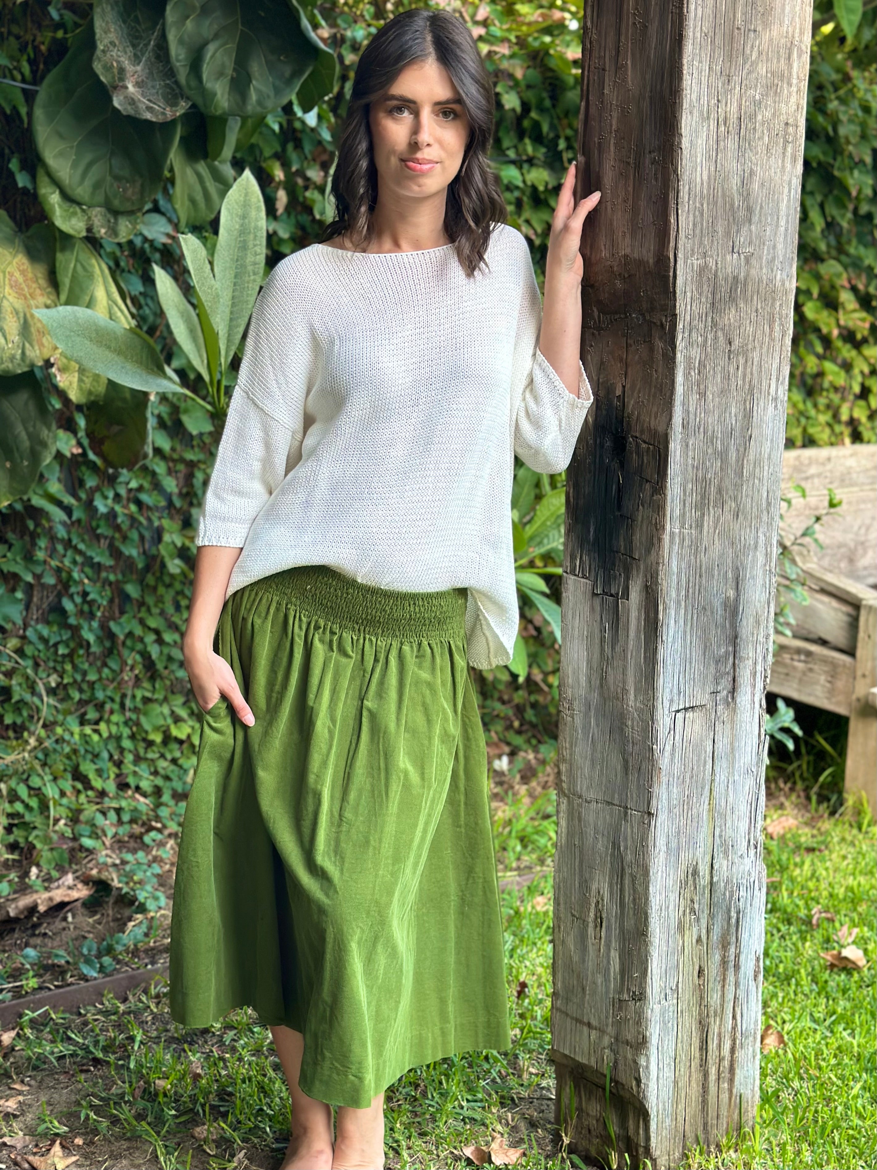 lola skirt - olive cord