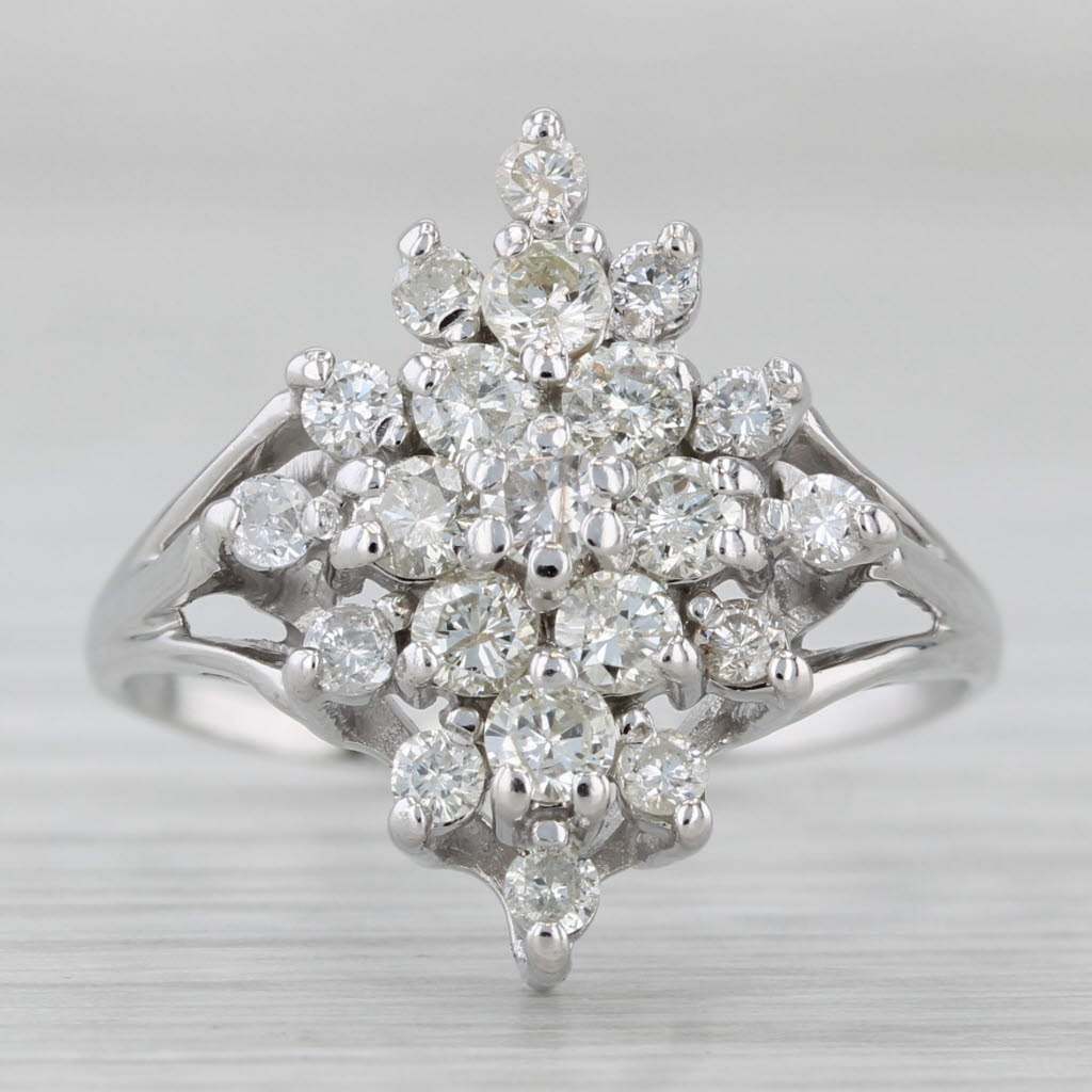 0.80ctw Diamond Cluster Ring 10k White Gold Size 8