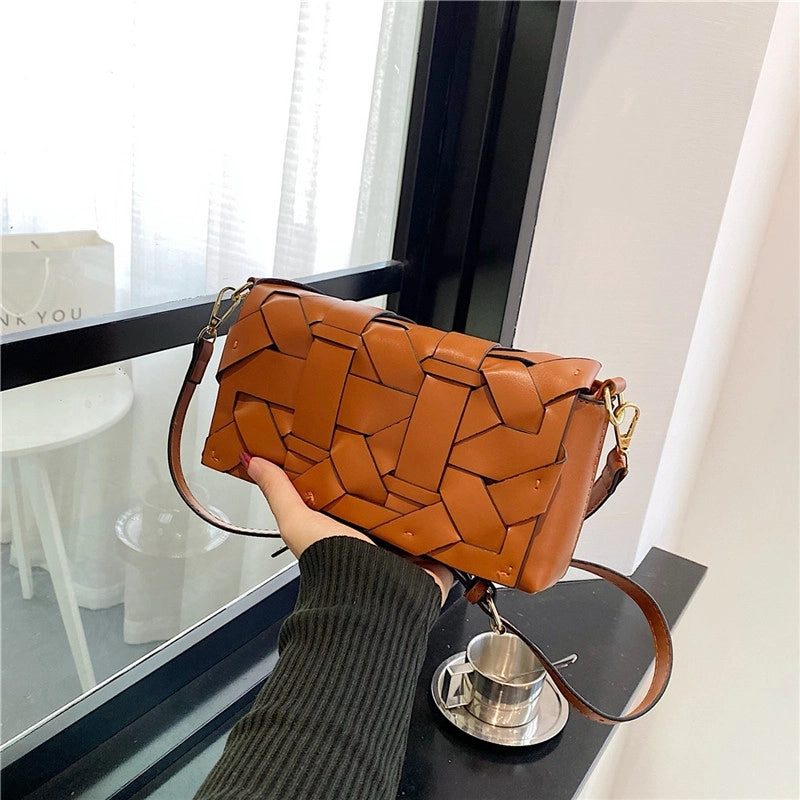 3 Pieces Women'S Pu Leather Solid Color Streetwear Sewing Thread Square Zipper Crossbody Bag
