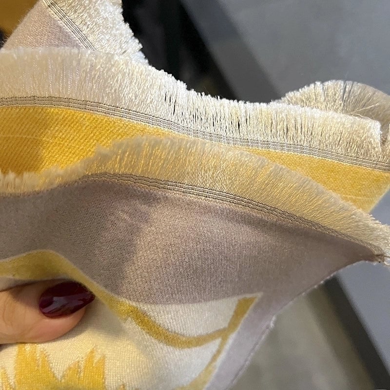 Women's Streetwear Flower Imitation Cashmere Tassel Scarf
