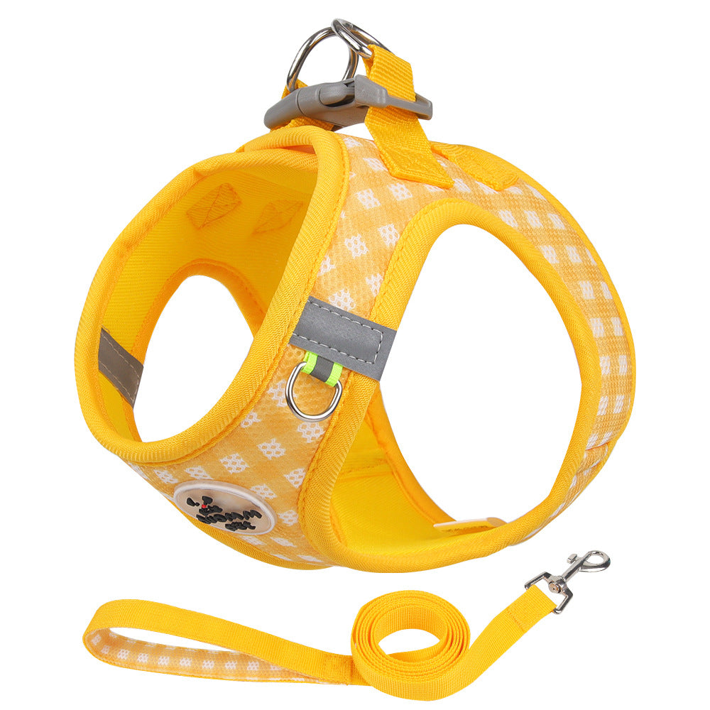 Plaid Pattern Breathable Dog Harness&Leash