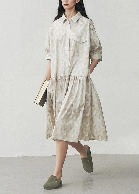 Original Peter Pan Collar Tie Dye Print Shirt Dress Summer
