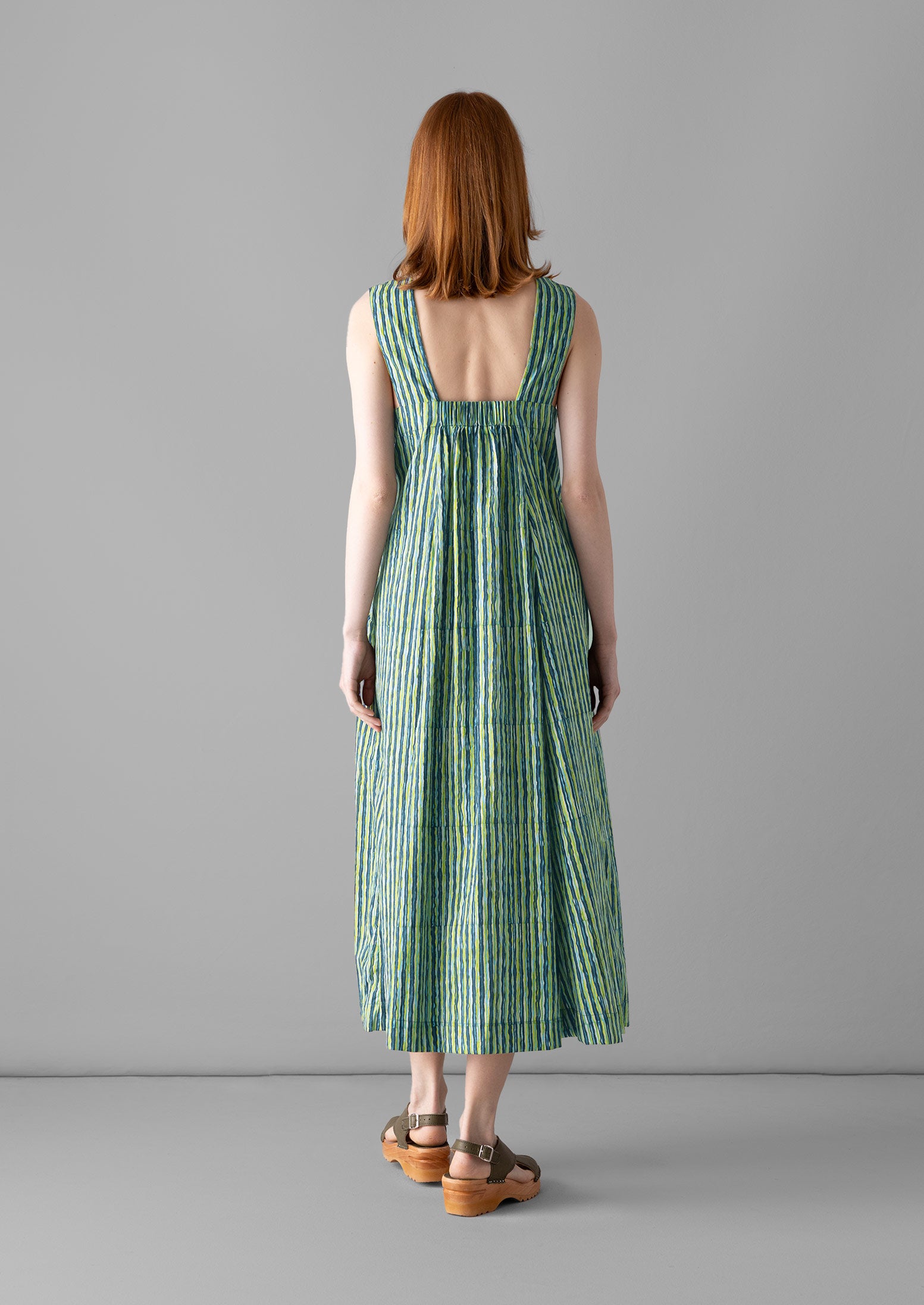 Stripe Block Print Cotton Dress | Greengage