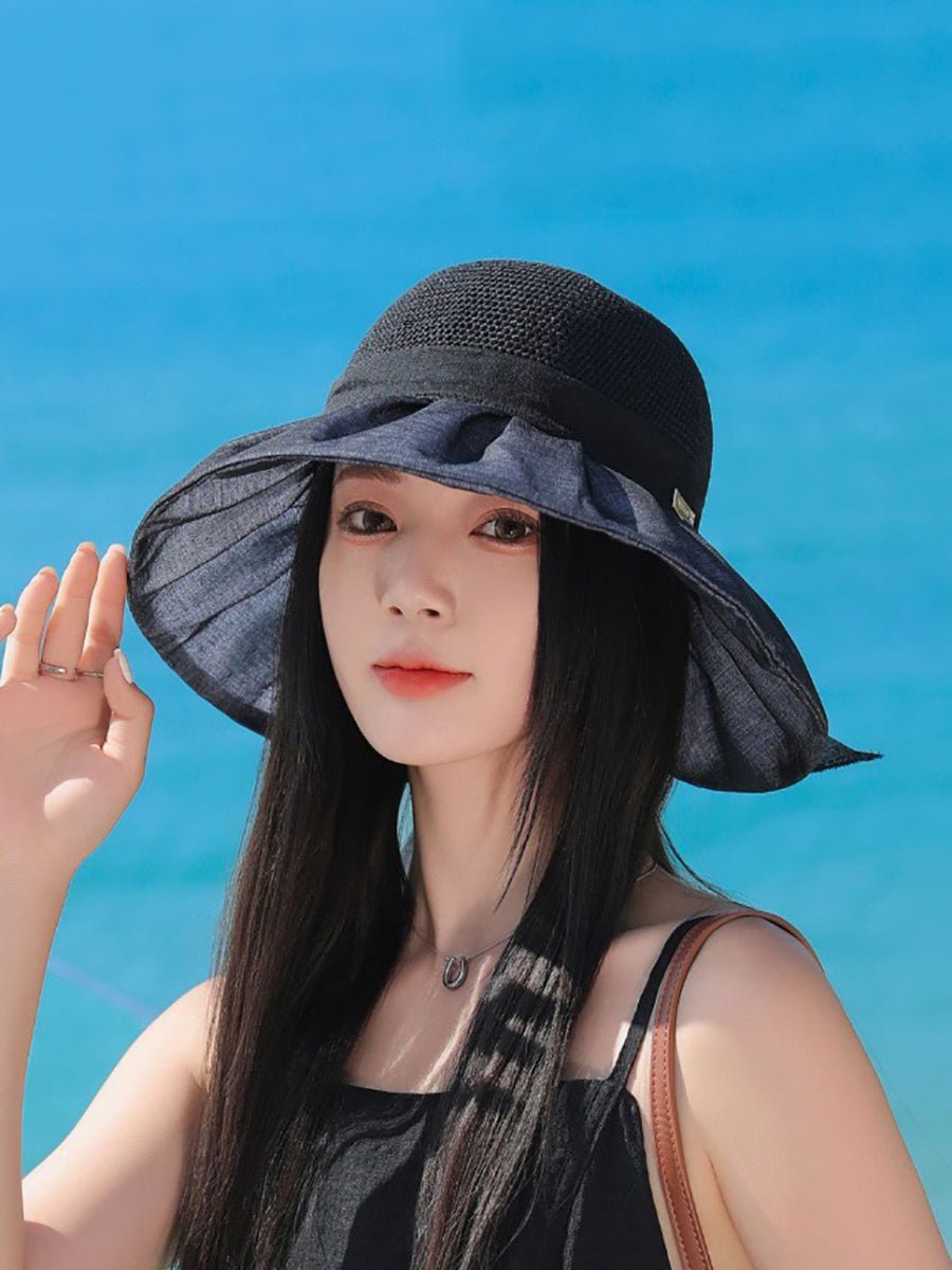 Women Casual Linen Straw Bowknot Sunproof Hat