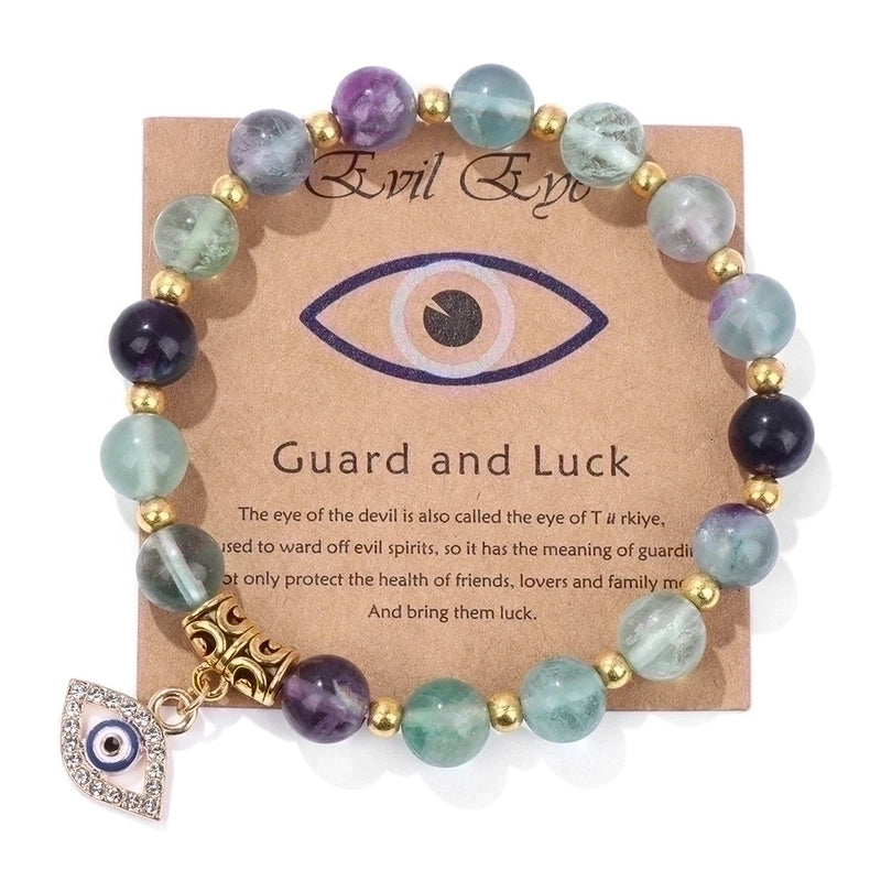 Retro Ethnic Style Devil'S Eye Alloy Natural Stone Elastic String Woven Chain Bracelets In Bulk