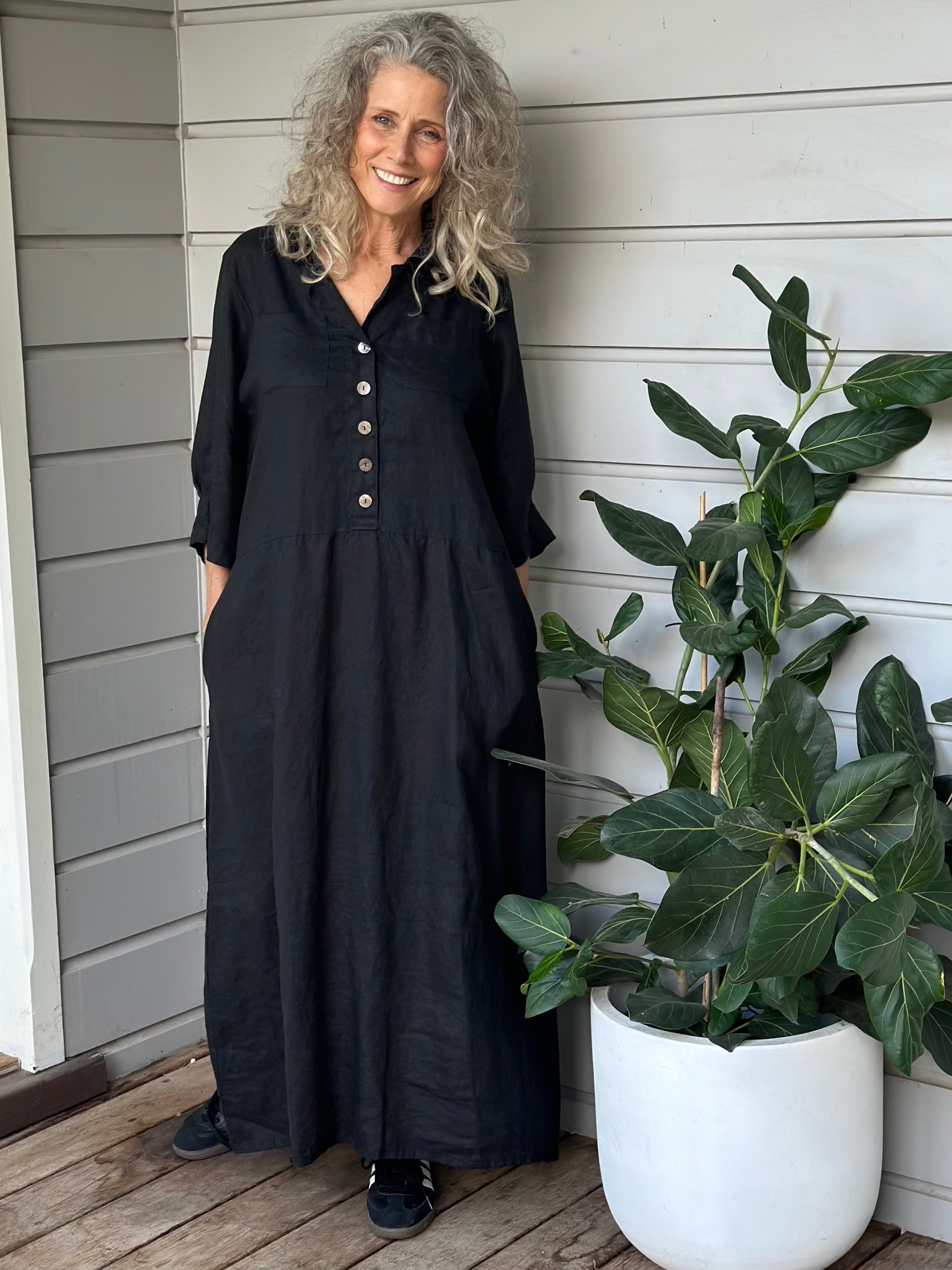 bridget dress - black linen