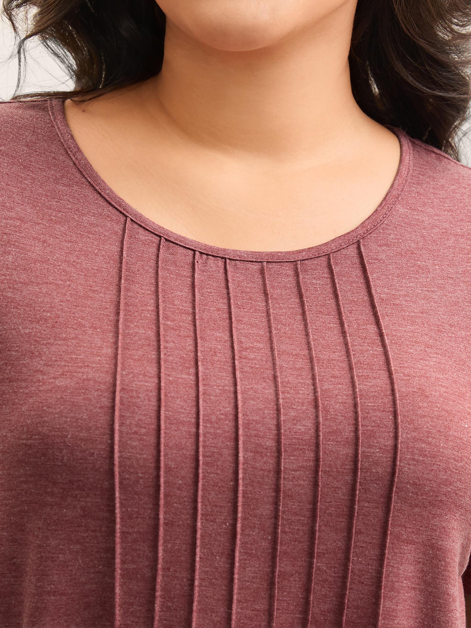 Stretchy Toothpick Pleat Basic Solid Top
