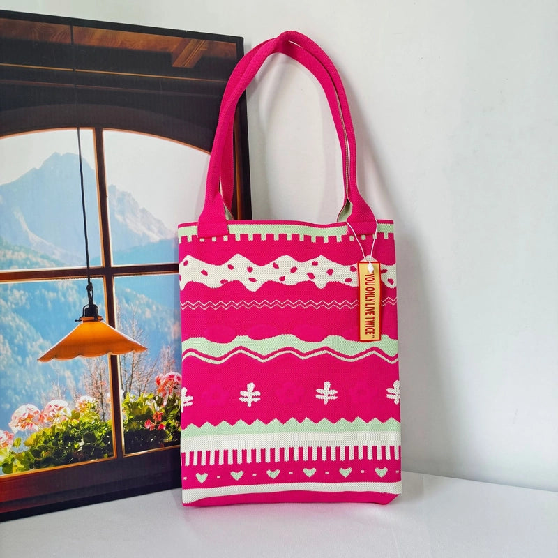 Women's Large Polyester Geometric Streetwear Square Open Handbag