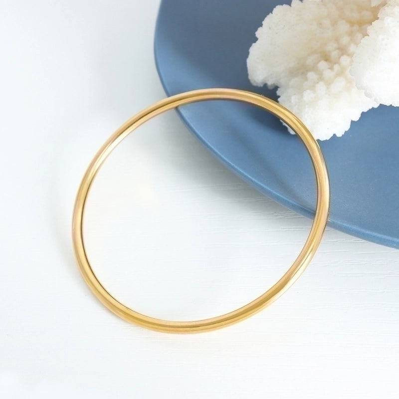 Minimalist Solid Color 304 Stainless Steel 18K Gold Plated Bangle In Bulk