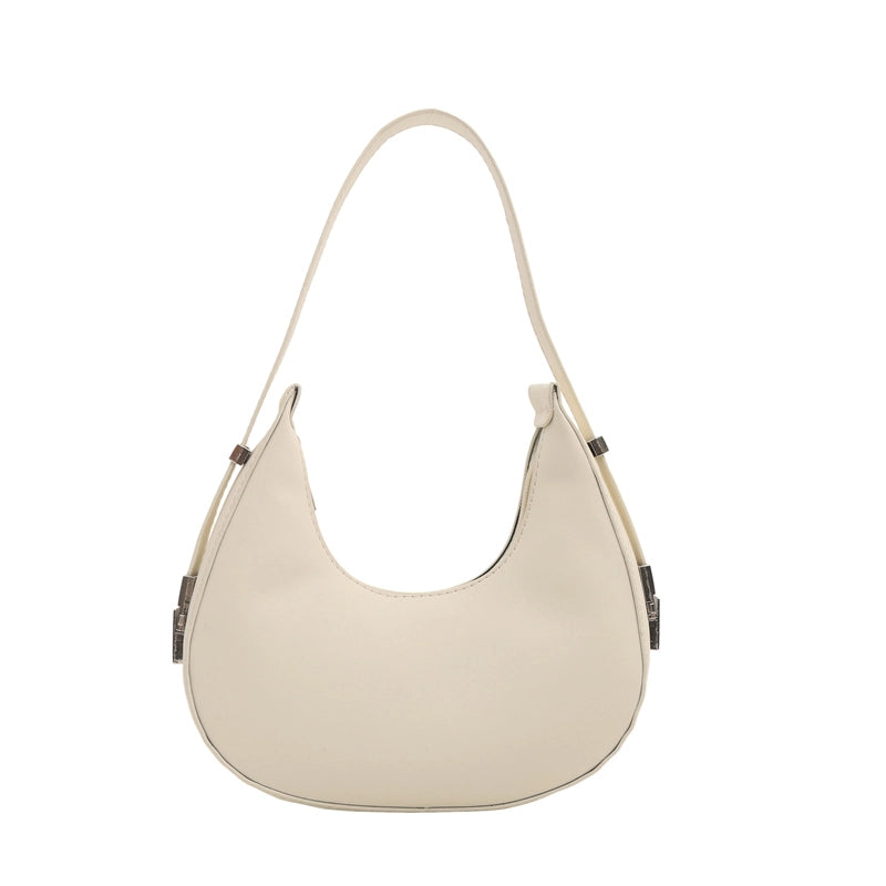 Women's Small Pu Leather Solid Color Elegant Dumpling Shape Zipper Shoulder Bag Underarm Bag