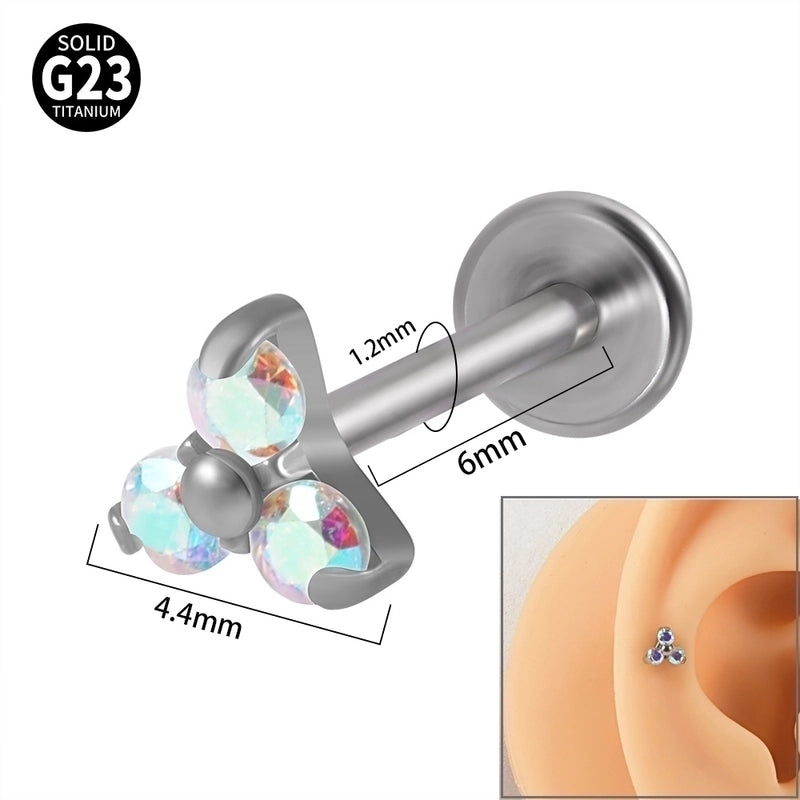 1 Piece Ear Cartilage Rings & Studs Minimalist Flower G23 Titanium Synthetic Opal Zircon Plating Inlay Synthetic Opal Zircon