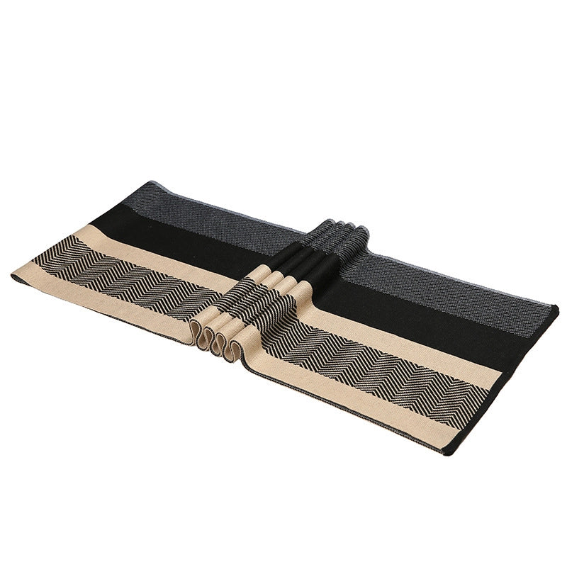Men's Scarf Winter Warm Plaid Thickened Business Knitted Cashmere Thick Scarf Fashionable Scarf