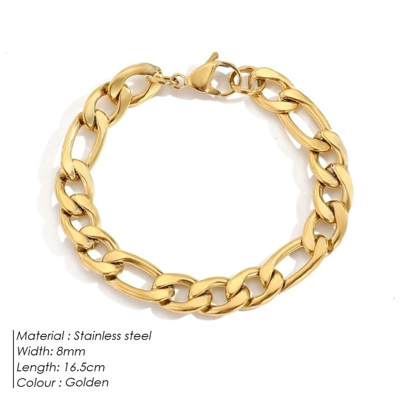 Hip-Hop Geometric 304 Stainless Steel Figaro Chain Bracelets In Bulk