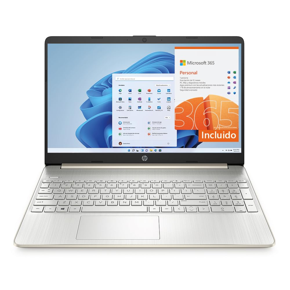 HP Laptop 15-ef2500la. AMD Ryzen 7. 16 GB. 512 GB SSD. 15.6. HD. Microsoft 365 Personal 12 Meses + Curso Multilenguajes. Windows 11 Home. Teclado en Espa?ol. Garantía México. Oro Pálido (Reacondicionado)