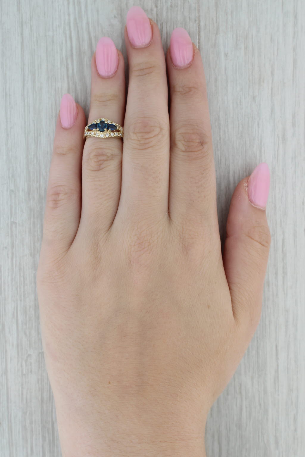 1.07ctw Blue Sapphire Diamond Ring 14k Yellow Gold Size 5.5