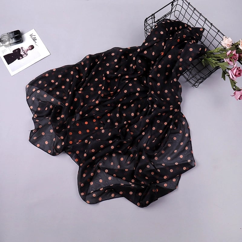 Women's Streetwear Round Dots Leopard Chiffon Scarf