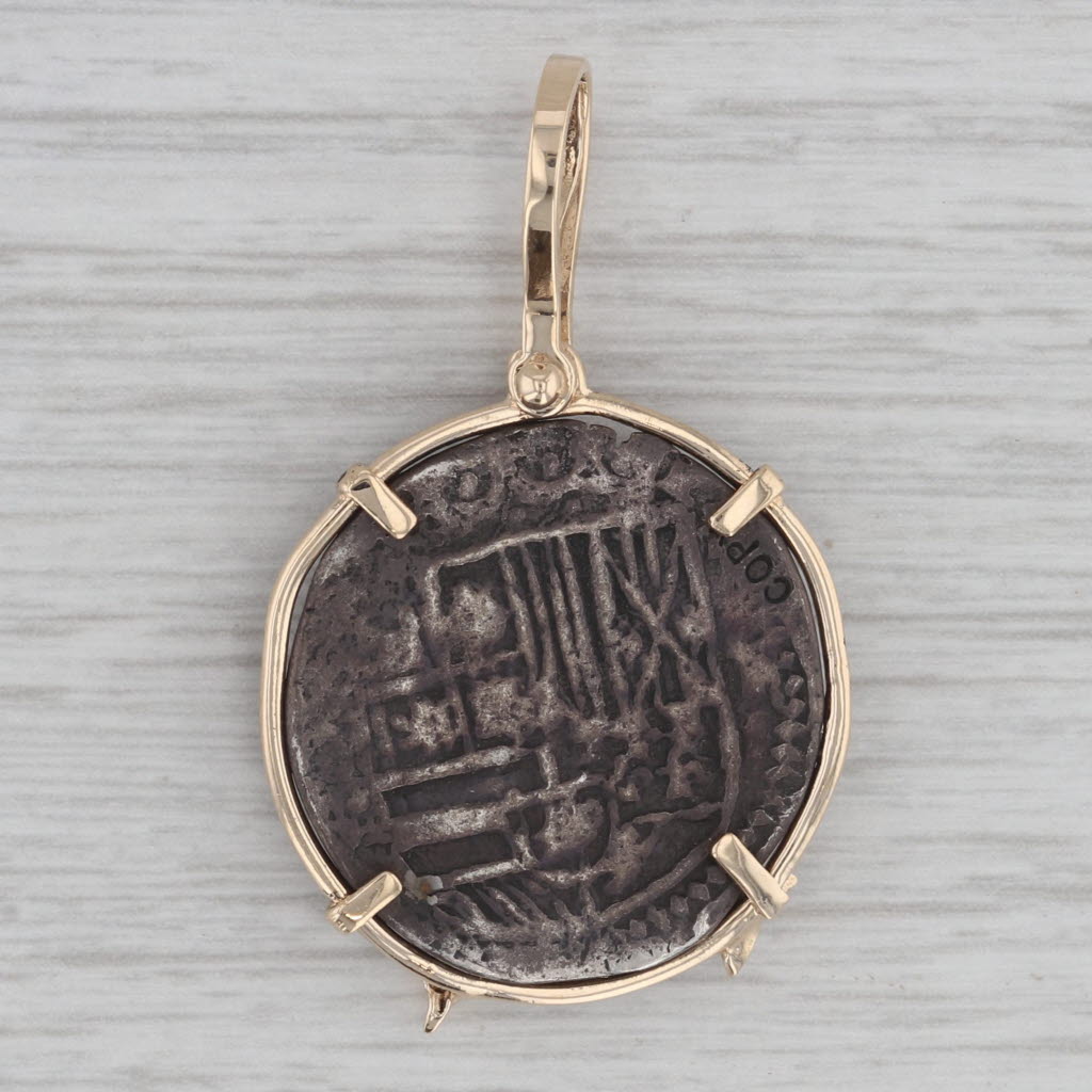 Ancient Coin Copy Dolphin Bezel Pendant 14k Gold Silver Nautical Jewelry