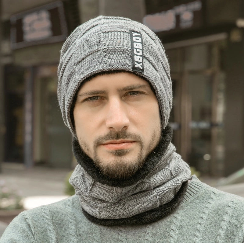 Men's Fashion Letter Solid Color Crimping Wool Cap