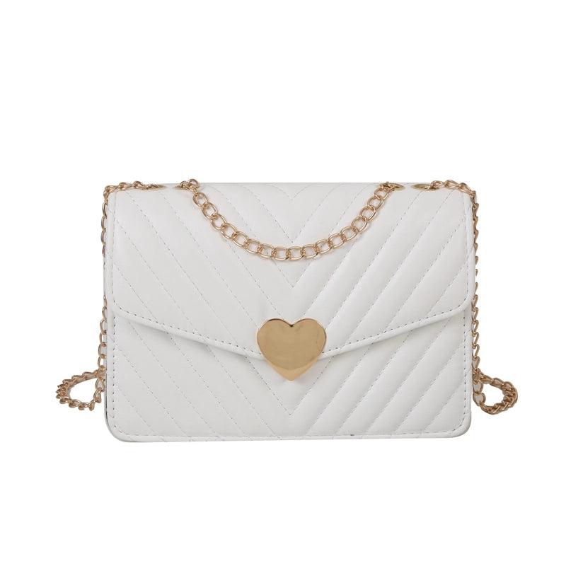 Women's Pu Leather Heart Shape Solid Color Streetwear Square Flip Cover Shoulder Bag Crossbody Bag