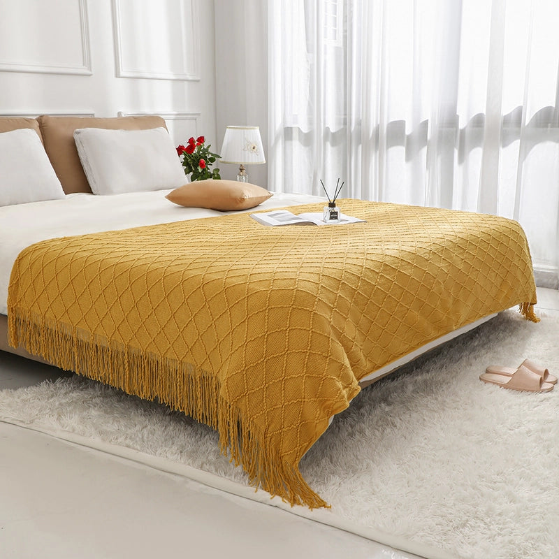 Tassel Sofa Towel Sofa Pillow Blanket Bedroom Bed Blanket Homestay Woven Blanket Bed Flag