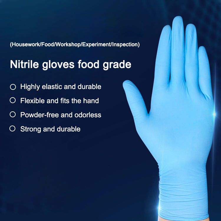 Protective Food Grade Gloves Thickened Acid and Alkali Resistant Rubber Pure Nitrile Disposable Nitrile Gloves Wholesale