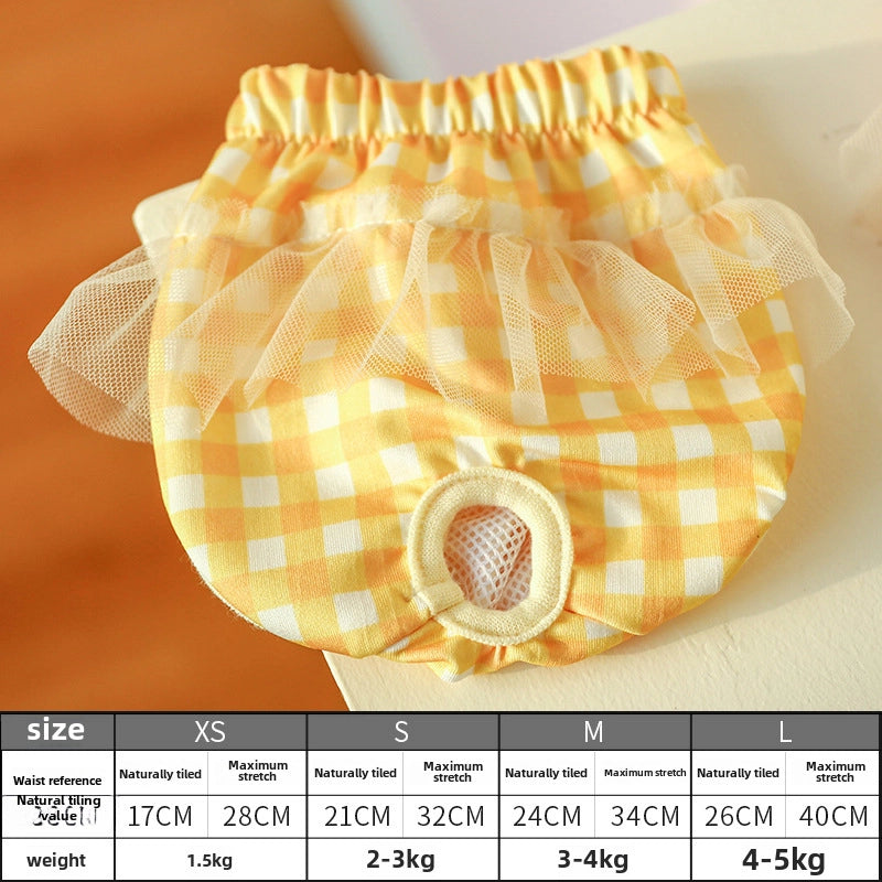 Pet Dog Menstrual Teddy Anti-harassment Physiological Pants Pet Supplies Menstrual Pants Plaid Physiological Pants