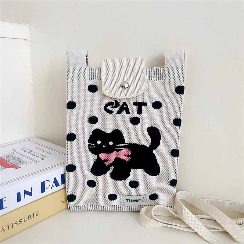 Women's Small Polyester Cartoon Letter Flower Cute Square Flip Cover Bucket Bag