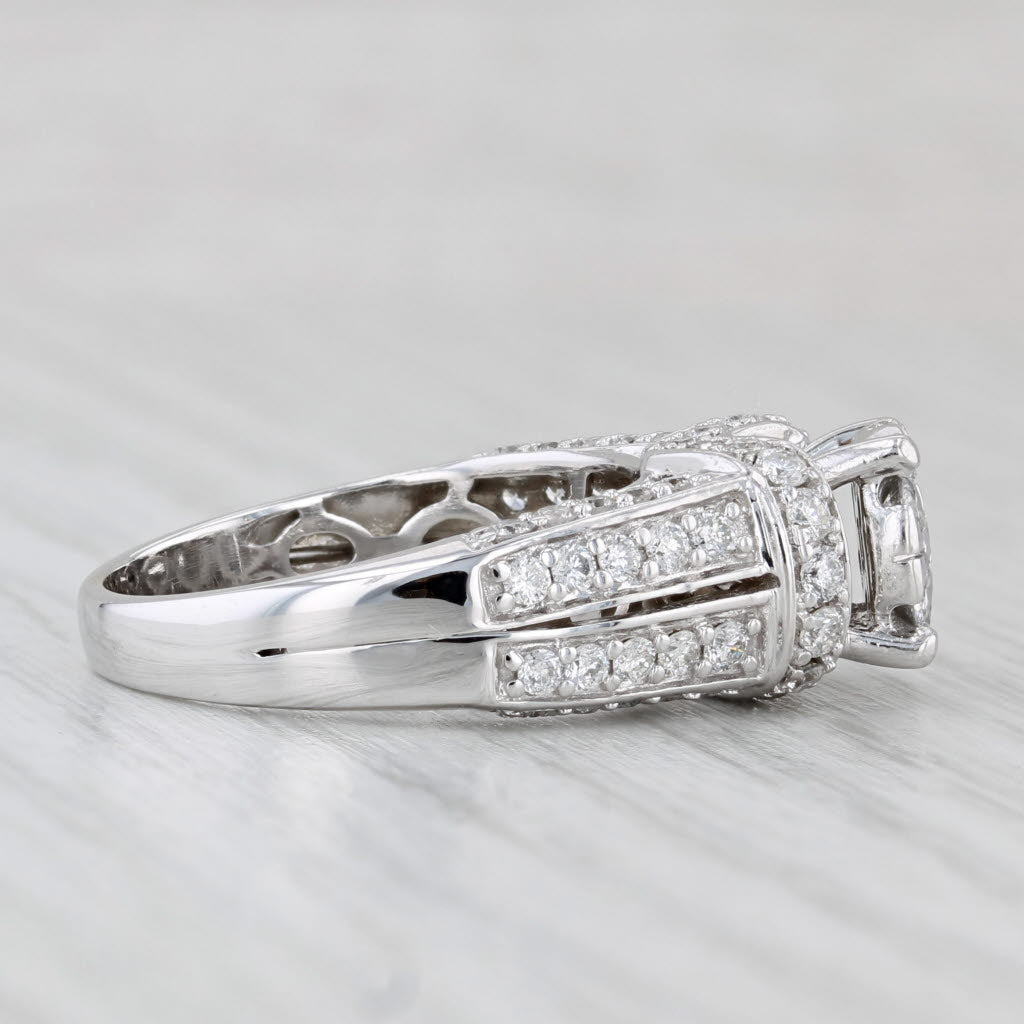1.30ctw Diamond Engagement Ring 14k White Gold Size 7.5 Cathedral Band
