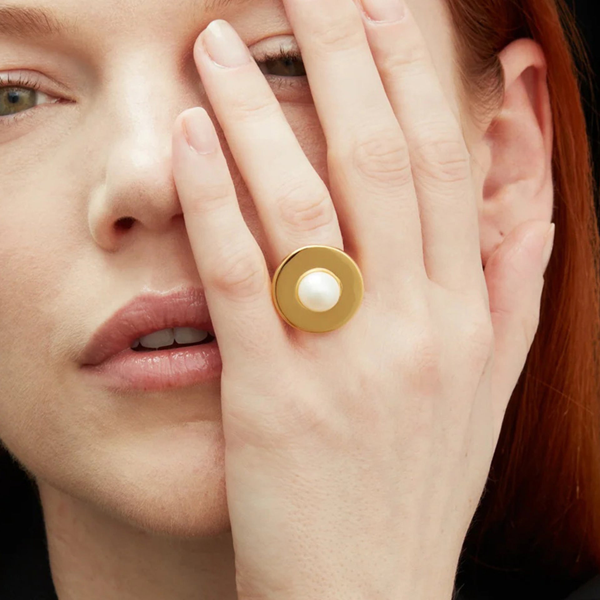 Titanium Steel Pearl Ring Female Niche Design Ring Stainless Steel Rings