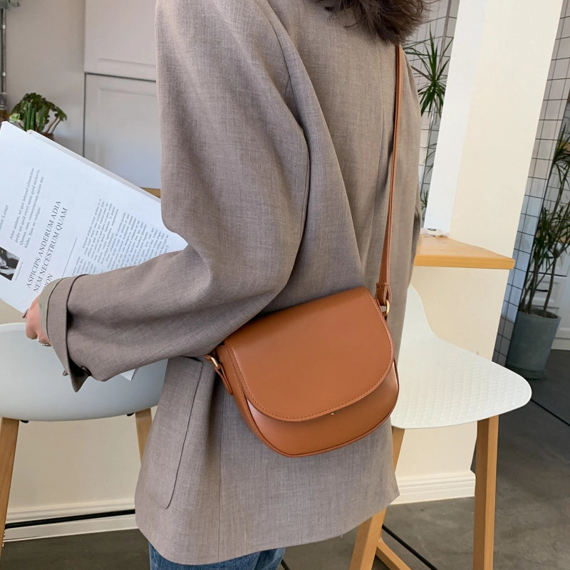 Women's Pu Leather Solid Color Basic Classic Style Square Flip Cover Crossbody Bag