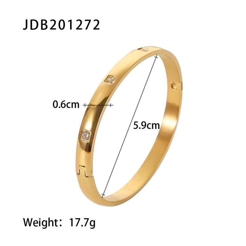 Minimalist Geometric Stainless Steel Zircon Bangle In Bulk