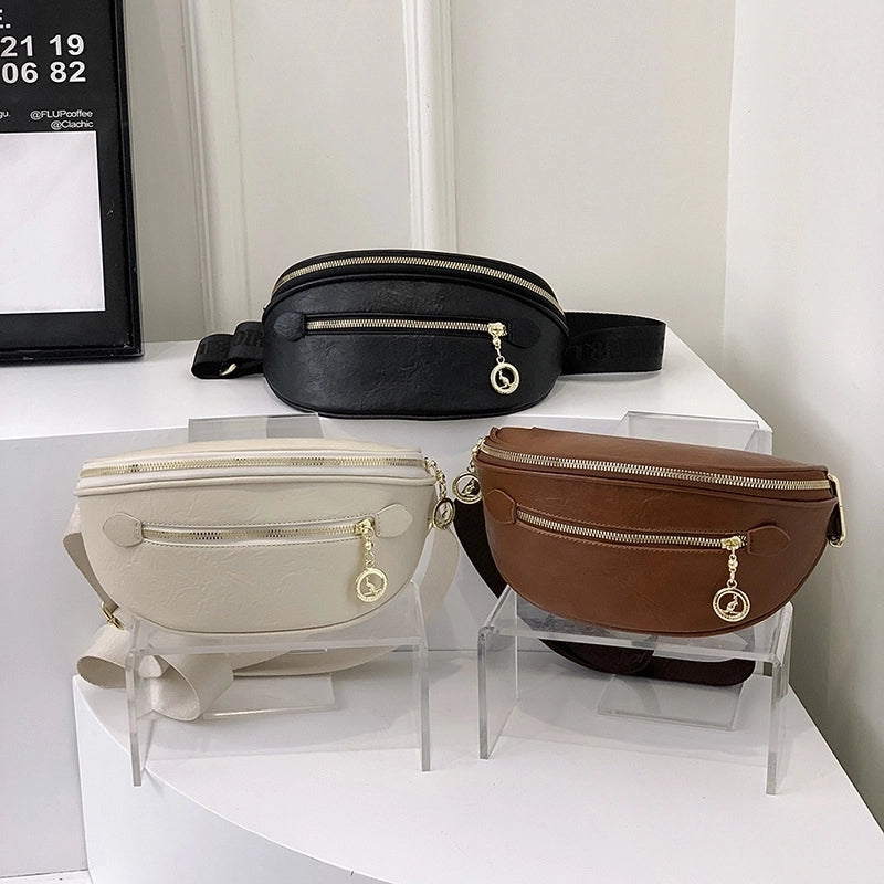Women's Pu Leather Solid Color Basic Classic Style Streetwear Dumpling Shape Zipper Fanny Pack